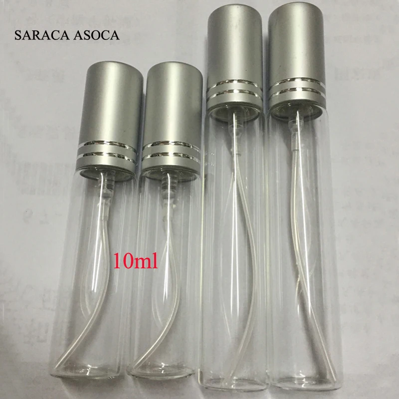 

Wholesale retail 10ml Metal Alumite Cap Clear Transparent Glass Spray Bottle perfume Automzer 100pcs/lot