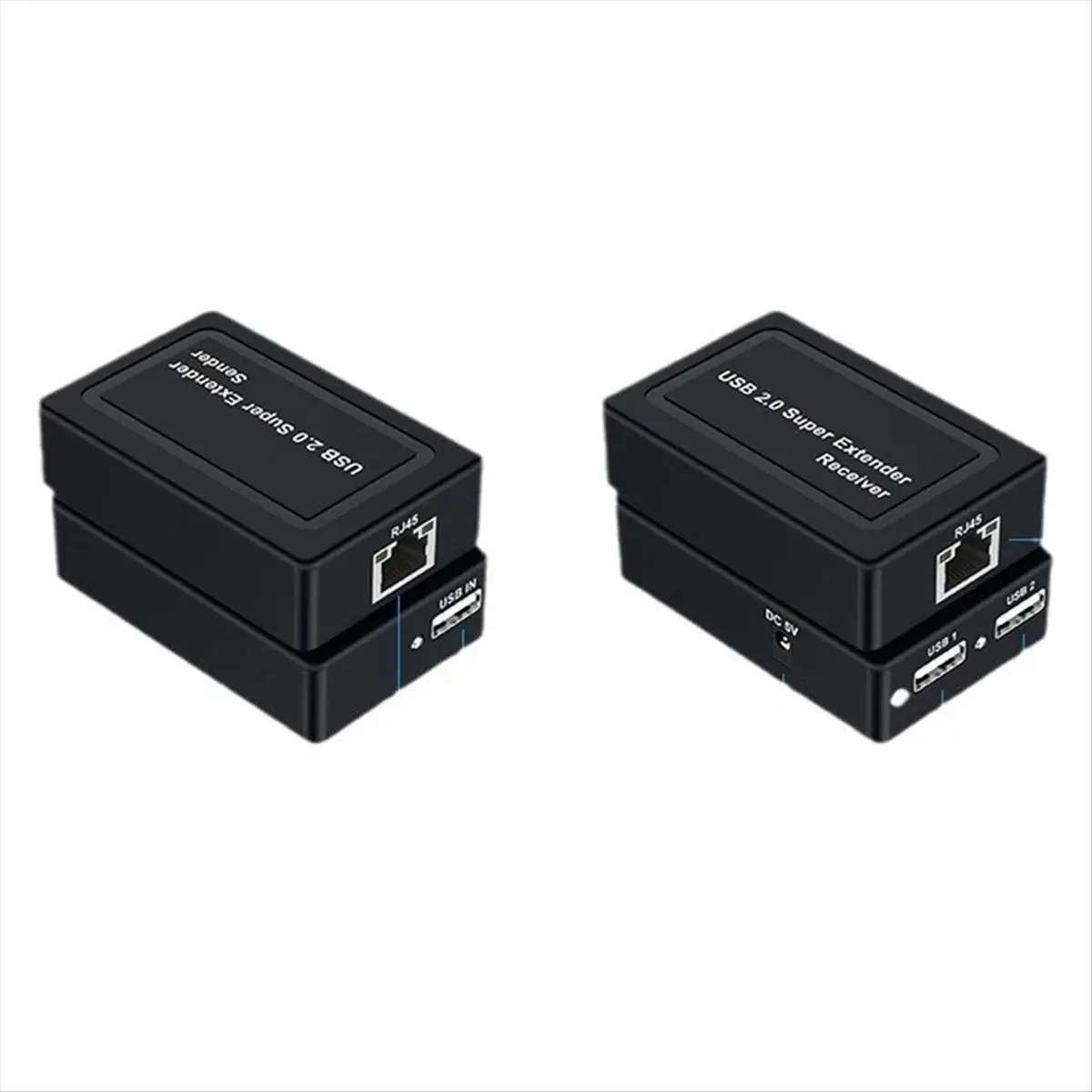 

100M 2 Ports USB 2.0 Extender Via RJ45 Cat5e Cat6 Ethernet Network Cable for Webcam Camera Mouse Printer EU PLUG