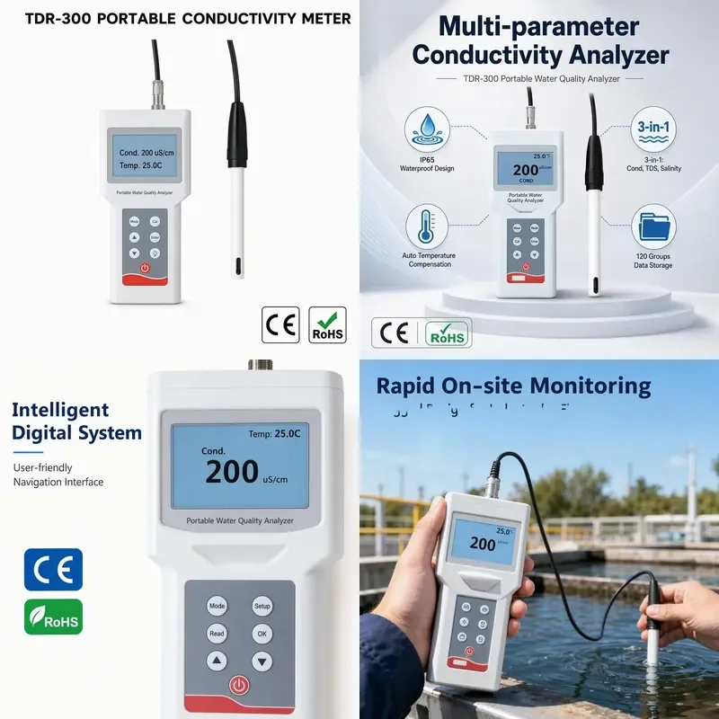for TDR-300 Portable Conductivity Analyzer IP65 Waterproof EC TDS Salinity Meter for Environmental Water Monitoring