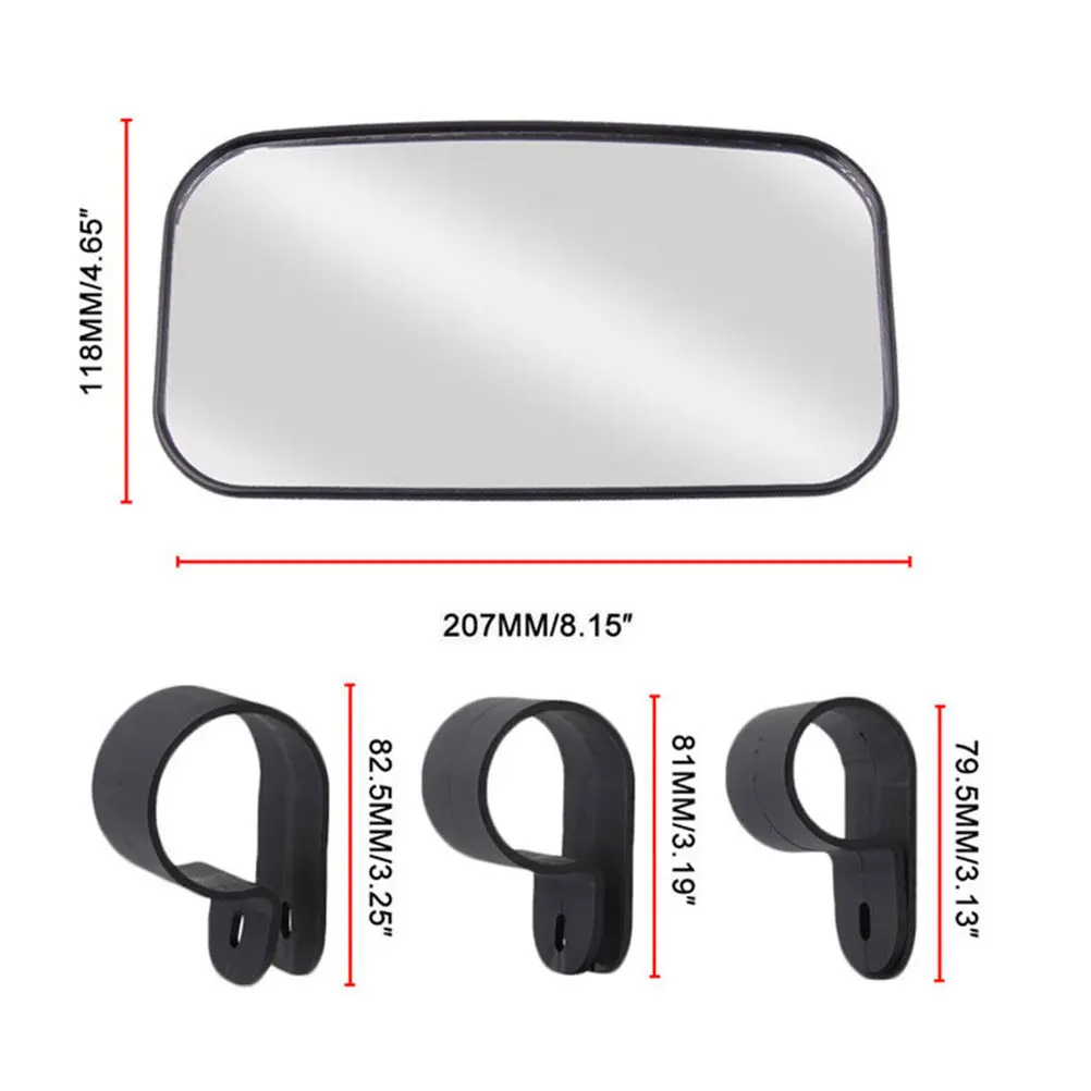 Atv Utv Rearview Mirror with 1.5inch 1.75inch 2Inch Clamps Wide Angle Convex 360 Degree Rotatable Ball Joint for Off Road