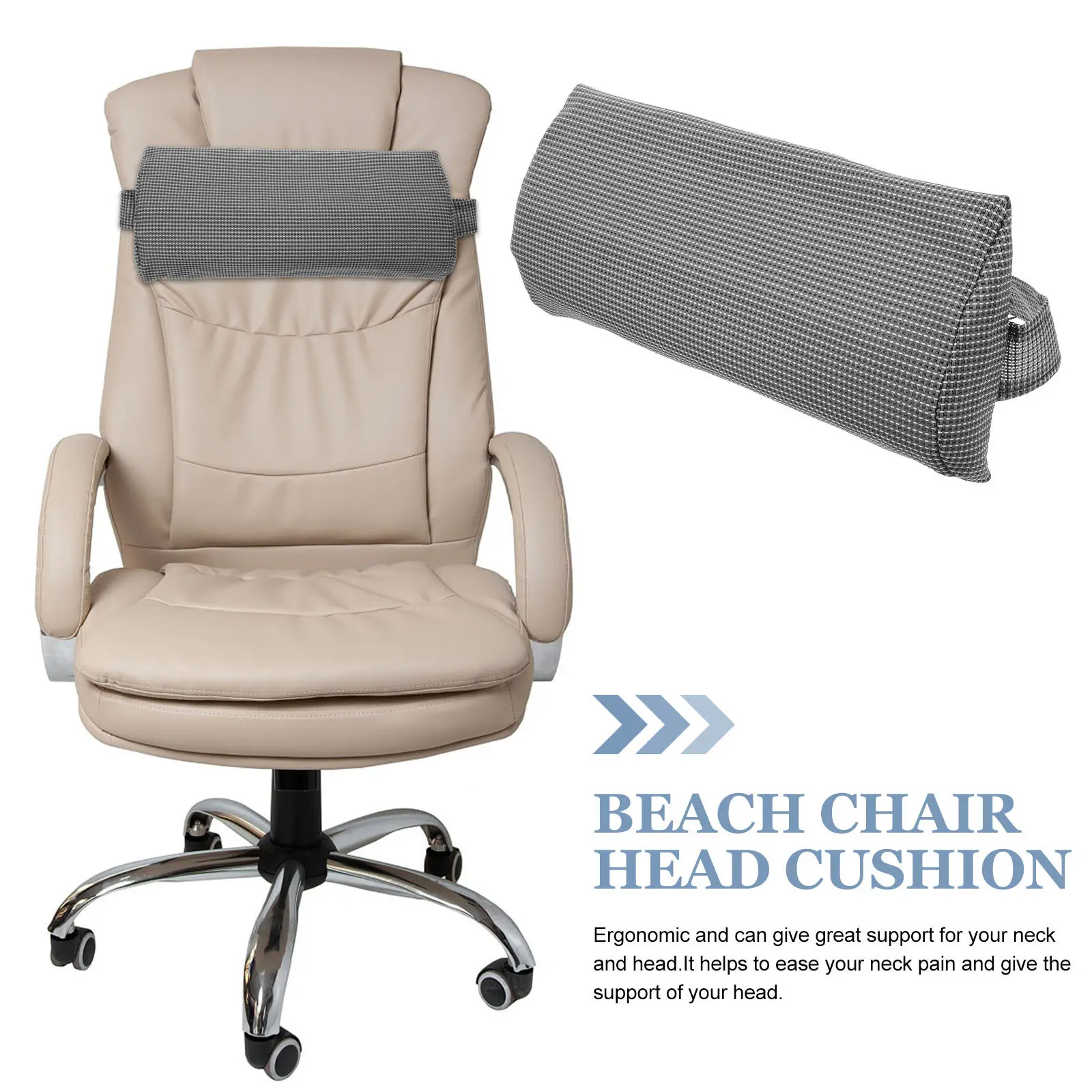 Universal Adjustable Headrest Pillow for Deck Chair – Soft Sponge Cushion with Elastic Strap for Neck Support