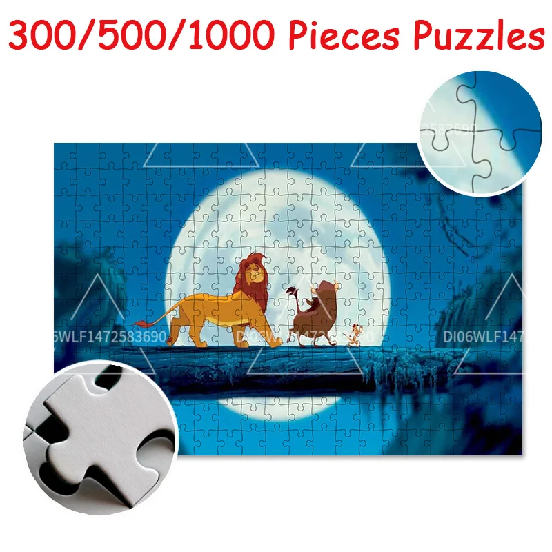 

Disney The Lion King Jigsaw Puzzle Toys 300/500/1000PCS Wooden Puzzle Cartoon Printed Clear Kids Adult Educational Toy Game Gift