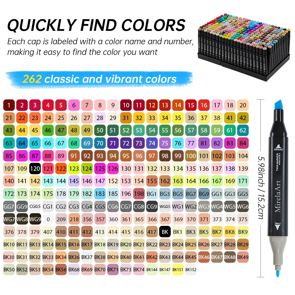 40/60/80/132/180/274 Colors Alcohol Drawing Markers Dual Tip Permanent Art Sketch Markers for Illustration School Supplied view 6