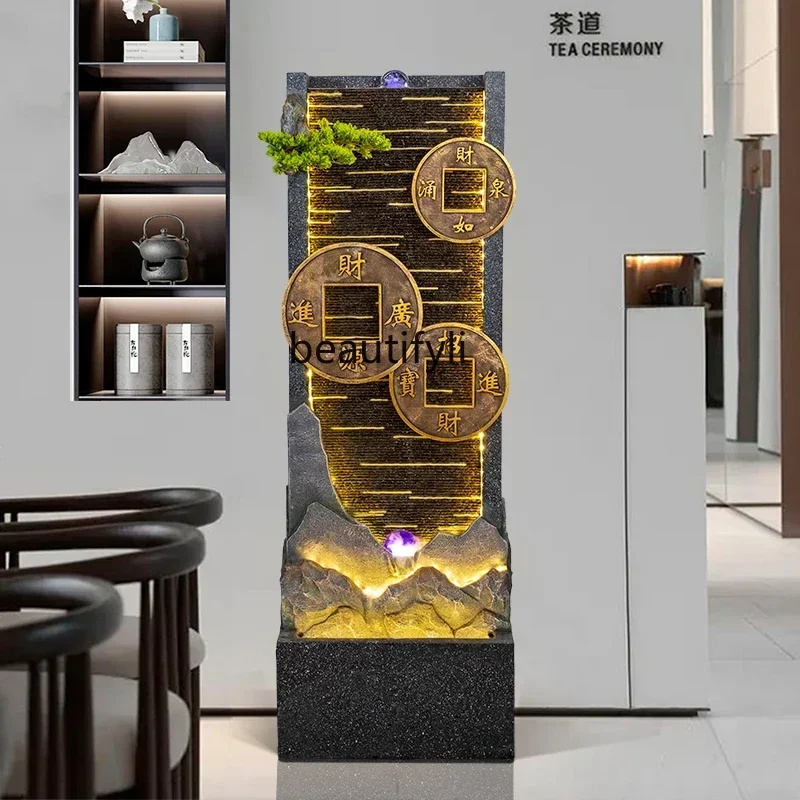 P3 Floor-to-ceiling water curtain wall, flowing water ornament, fountain, circulating water landscape, company hall office