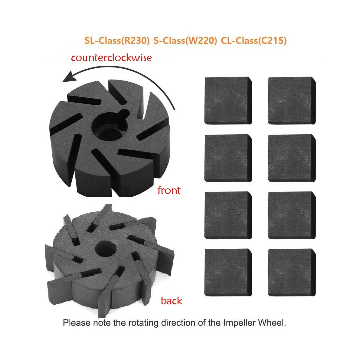 For Mercedes SL S CL R230 W220 C215 PSE Central Locking Vacuum Pump Motor Impeller Counterclockwise A2308000648