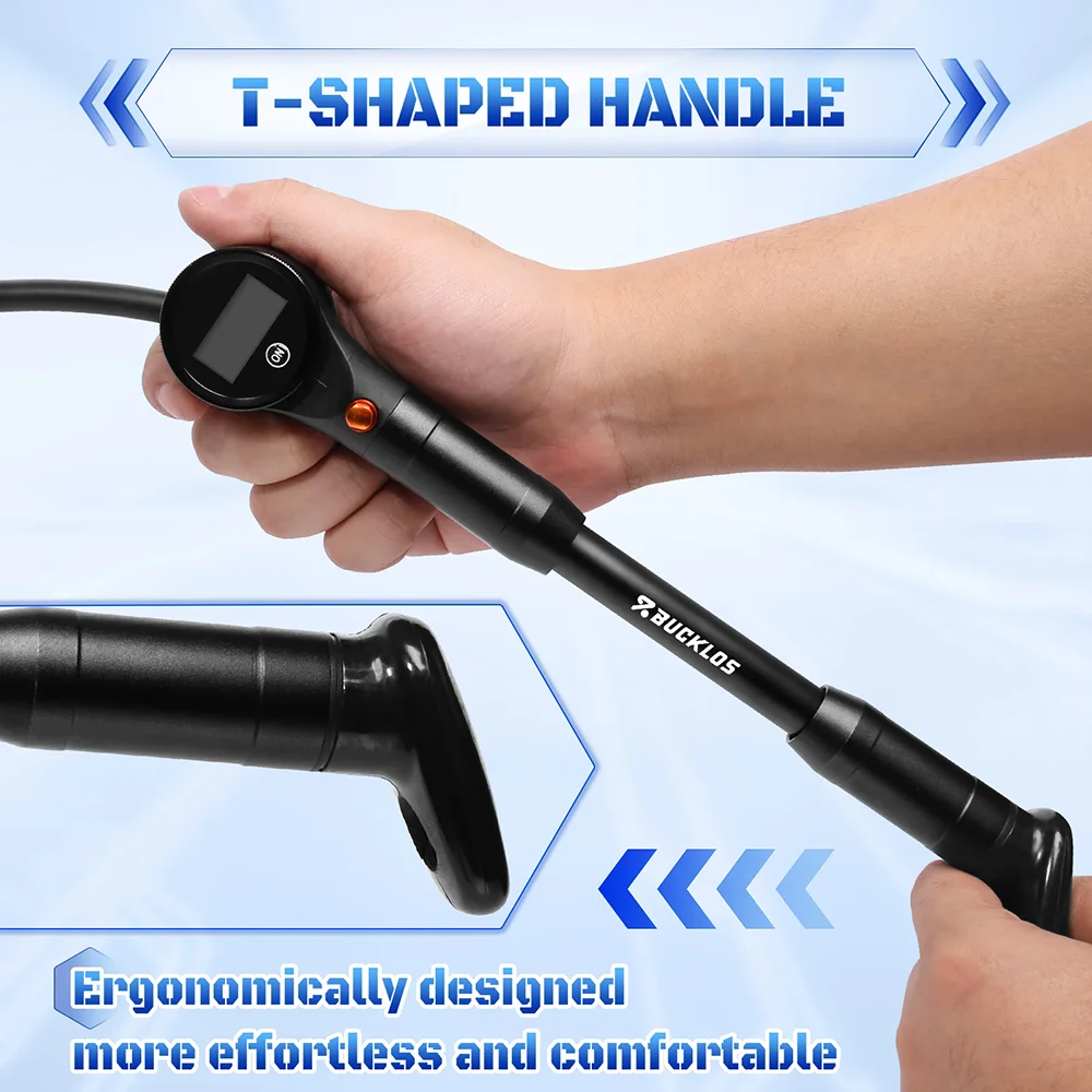 BUCKLOS 320PSI Fietsluchtpomp Draagbare Fiets Ultralichte Handluchtpomp met Manometer Schrader Presta MTB Mountain Road Fietspomp