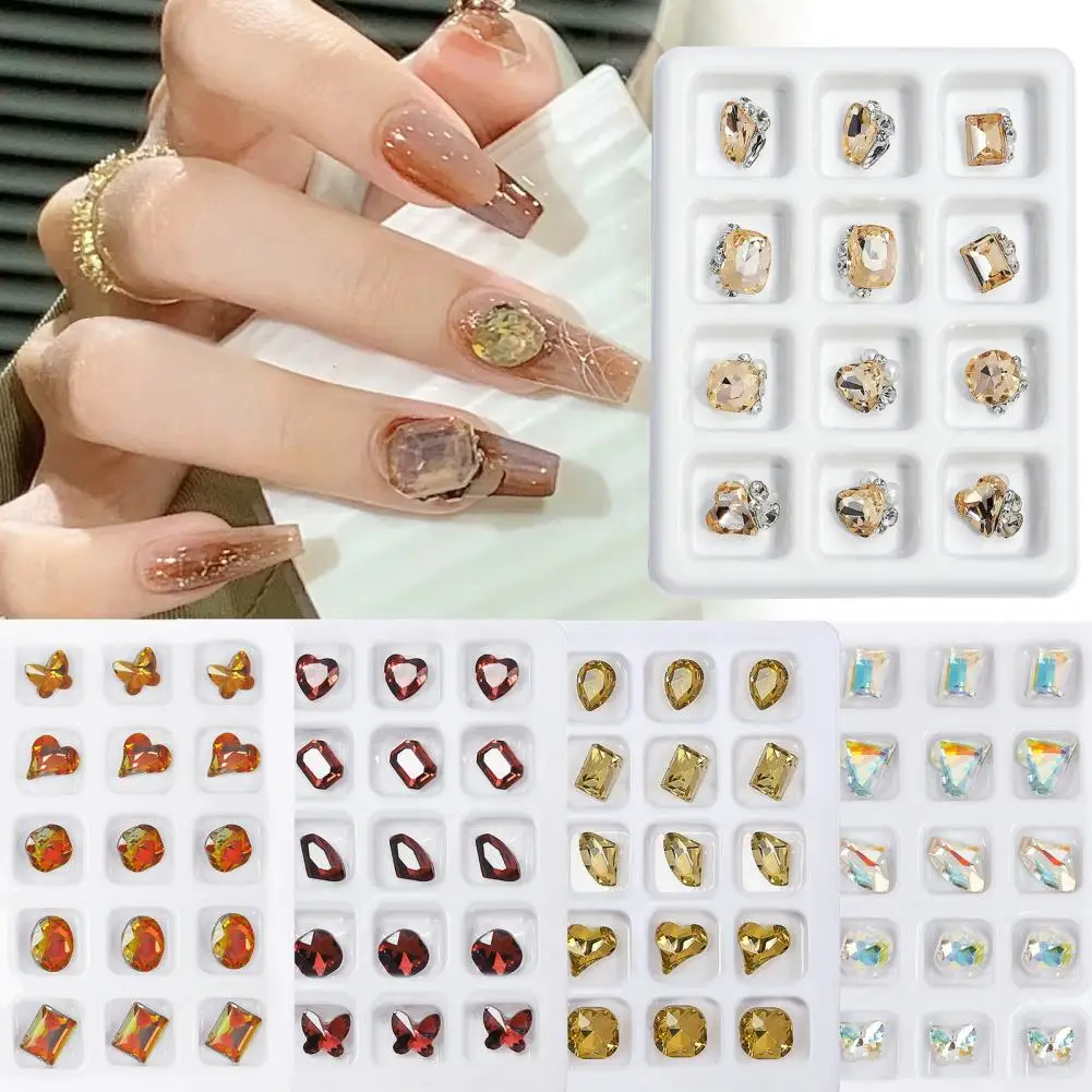 Nail Embellishments 3d Heart/square Faux Charm Nail Art Rhinestones Diy Manicure Supplies Phone Case Decorations Nail Decoration