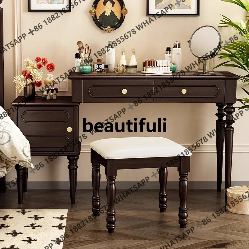 

ZJFrench retro solid wood dresser chest cabinet integrated medieval bedroom makeup table apartment type makeup table