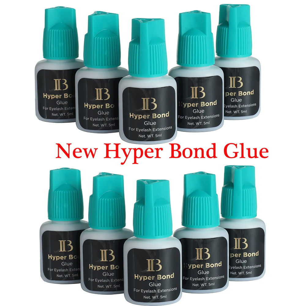 10pcs Original IB Hyper Bond Glue i beauty 0.5s Dry Eyelash Extension Fast Drying Cyan Cap 5ml Korea Made Salon Use New Date