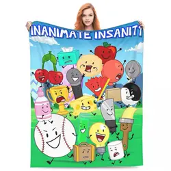 BFDI Inanimate Insanity Poster Blanket Warm Soft Print Plush Throw Blanket For Outdoor Camping Flannel Bedspread Bed Cover