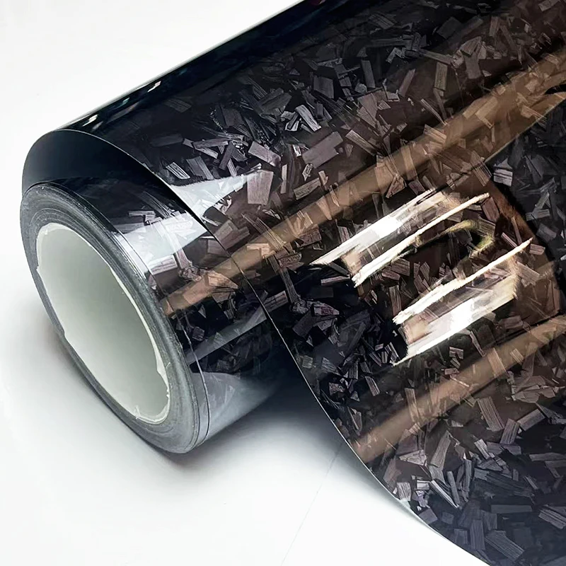 Premium PET High Gloss Black Forged Carbon Fiber Vinyl Wrap Film Roll Air Release Self Adhesive Car Decal Sticker Wrapping