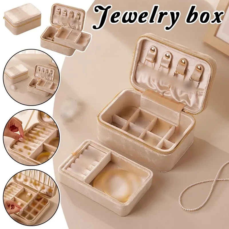

Портативная фланелевая коробка для хранения ювелирных изделий в стиле ретро, органайзер для ювелирных изделий для серег, ожерелий, колец, витрина, мини-коробка для хранения ювелирных изделий