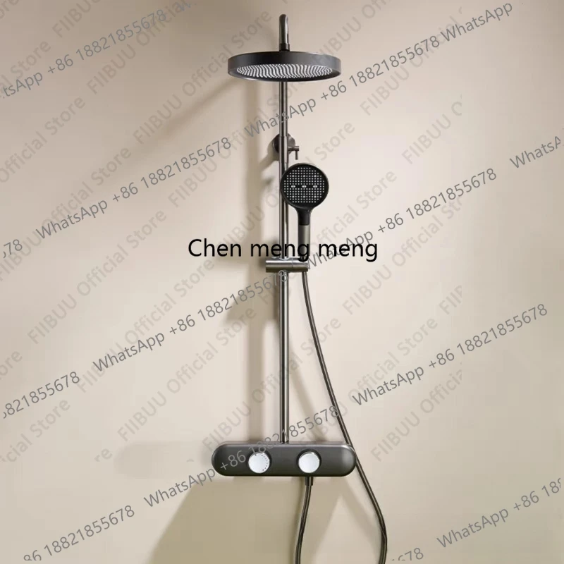 

Modern Stylish Shower System Temperature Adjustable Multifunction Shower Head Combo Pressurized Home Bathroom Round Shower Head