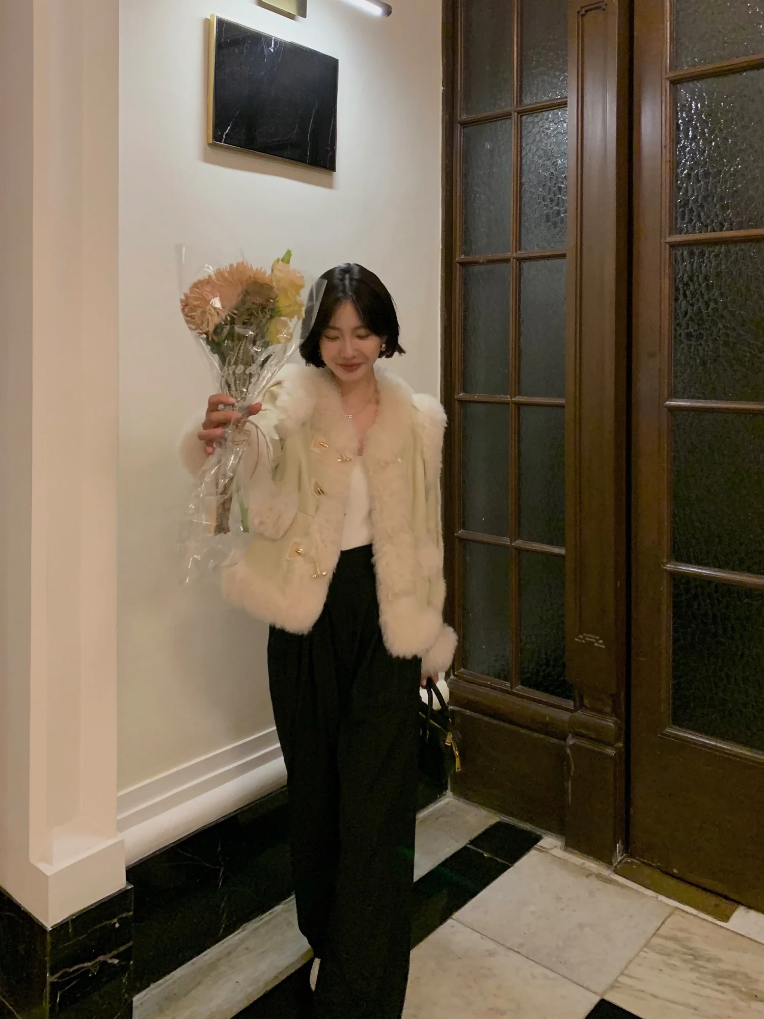 Mhome Princ 2025 Cappotto in pelle di pelliccia sintetica delle nuove donne Calore Cappotto di lana in pura pelle intera di colore per uso quotidiano all'aperto Par