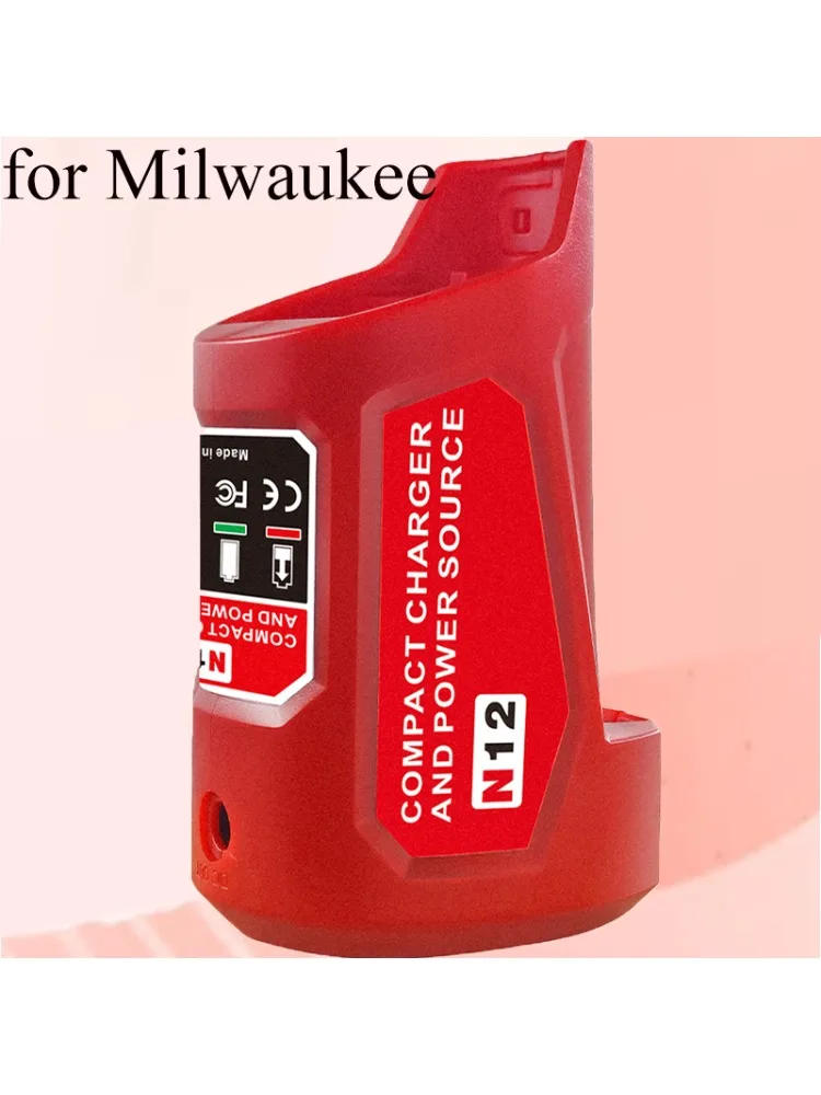Tragbares Netzteil, Ladegerät, kompatibel mit Milwaukee 12 V, neuer M-12 Lithium-Ionen-Akku, Akku-Adapter mit USB- und DC-Anschlüssen