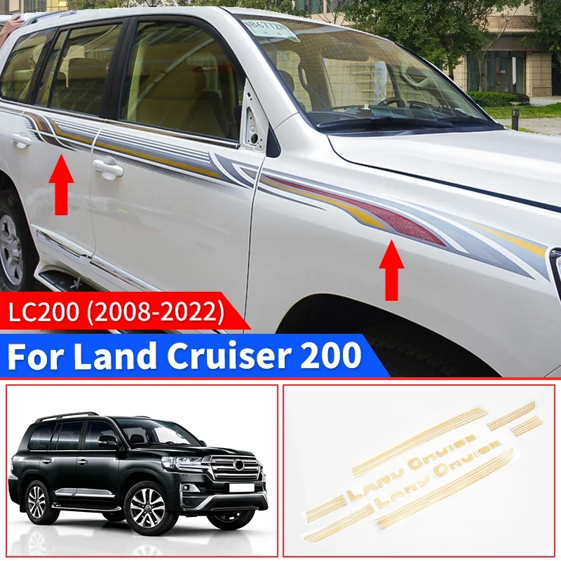 

Для Toyota Land Cruiser 200 LC200 J200 2008-2021 автомобильная наклейка внешний вид модификация линии талии узор декоративные цветные полосы