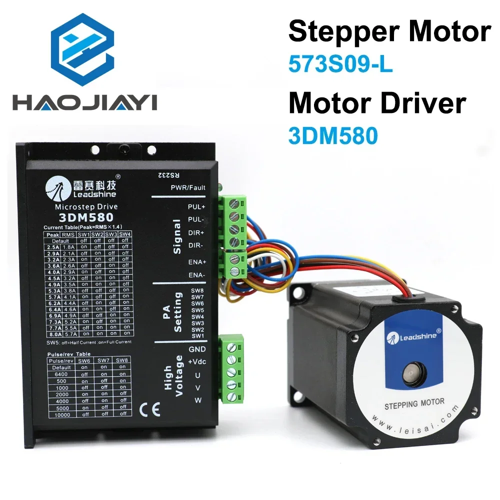 Leadshine 3 Phase Stepper Motor 573S09-L-18/573S15-L-18+Stepper Driver 3DM580  for CO2 Laser Engraving Cutting Machine