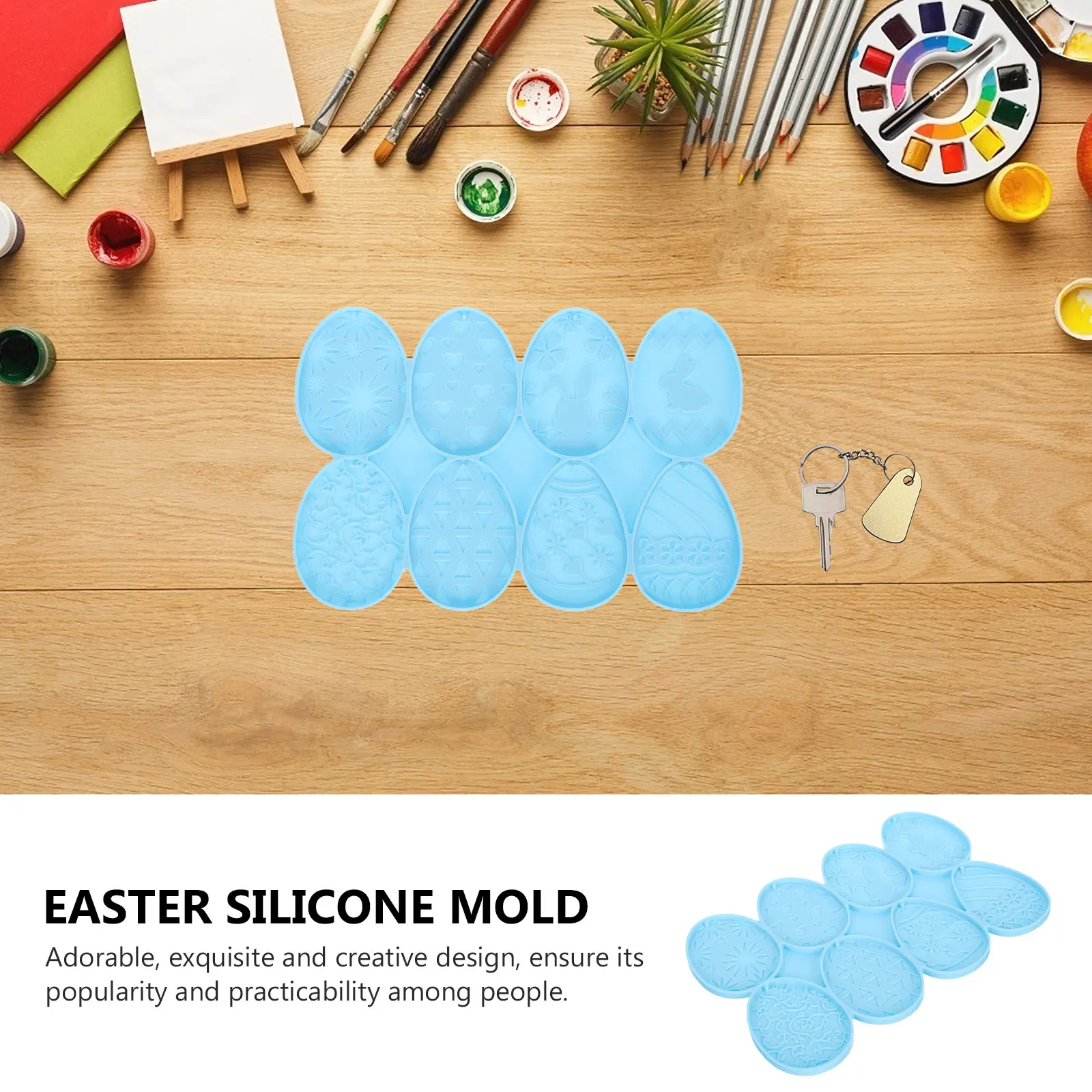 

Silicone Epoxy Keychain Mold Easter Egg Pendant DIY Craft Supplies Silica Gel Decor Molds for Jewelry Making Easy Clean Storage