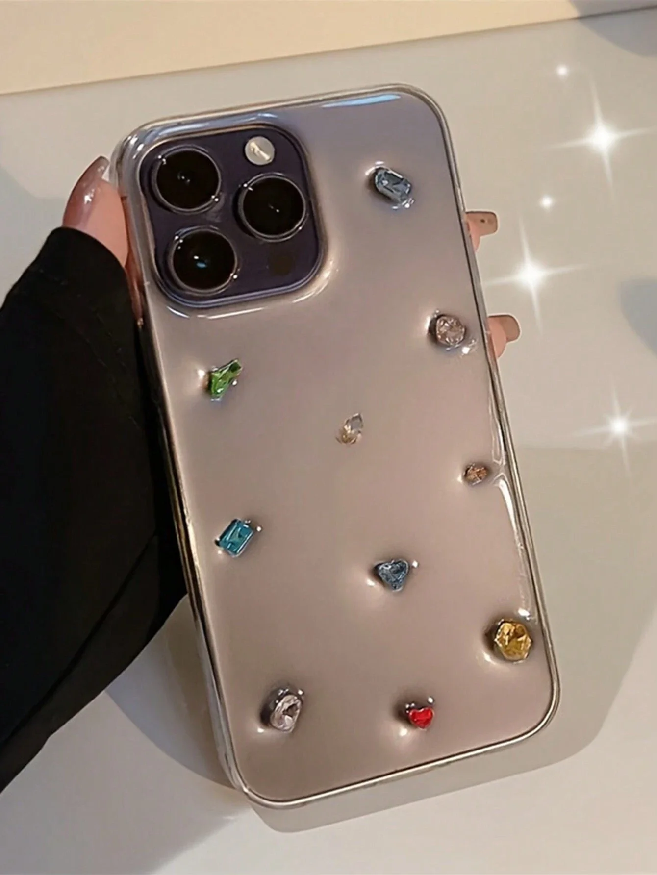 Cor de luxo diamante gem claro caso telefone compatível com 15 14 13 12 pro max 11 capa traseira macia escudo epóxi coreia 3d bowknot c