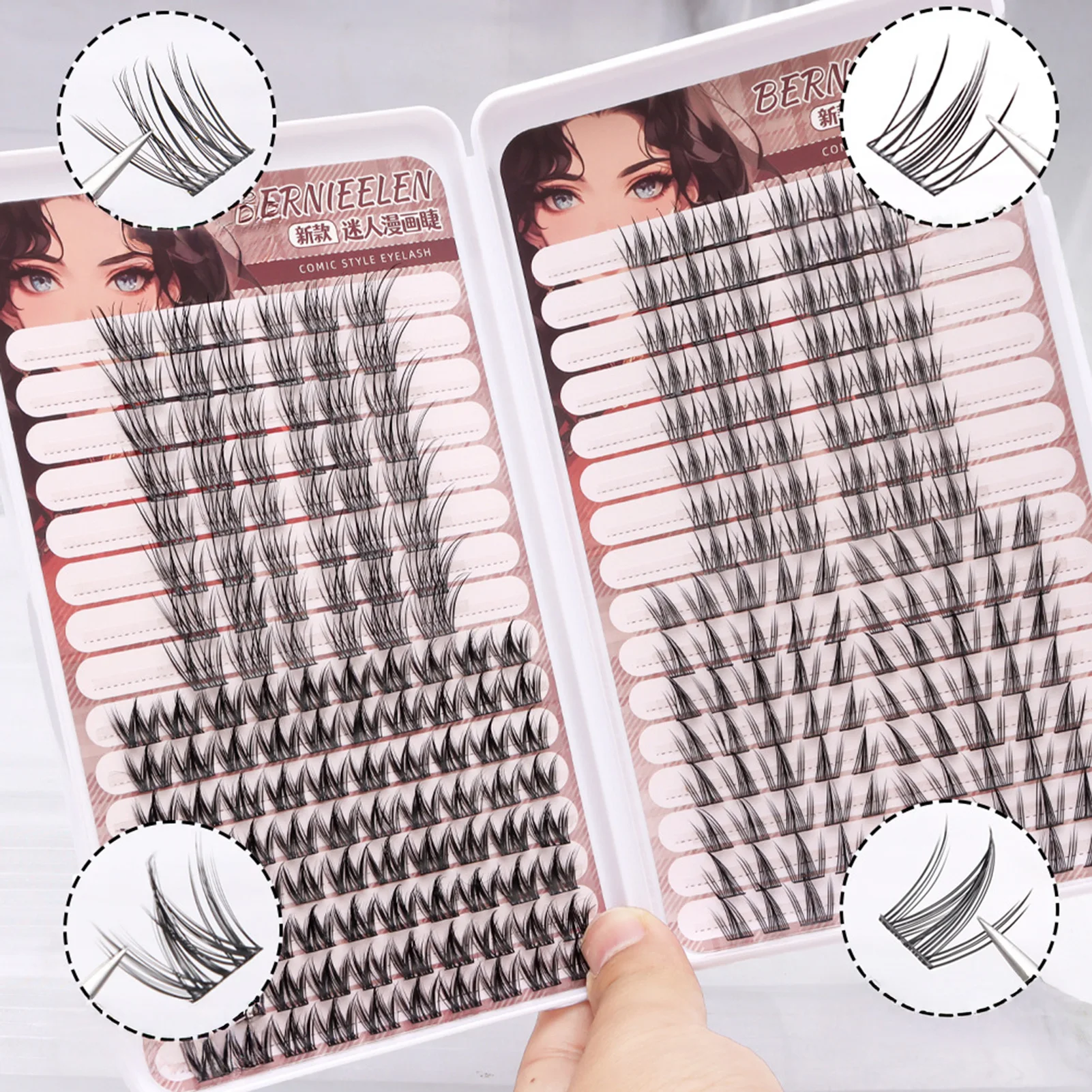 32-reihiges segmentiertes oberes und unteres Wimpernbuch, weiche Cosplay-Falsche Wimpern-Cluster, gemischtes Set zum Einkaufen, Dating, täglichen Gebrauch
