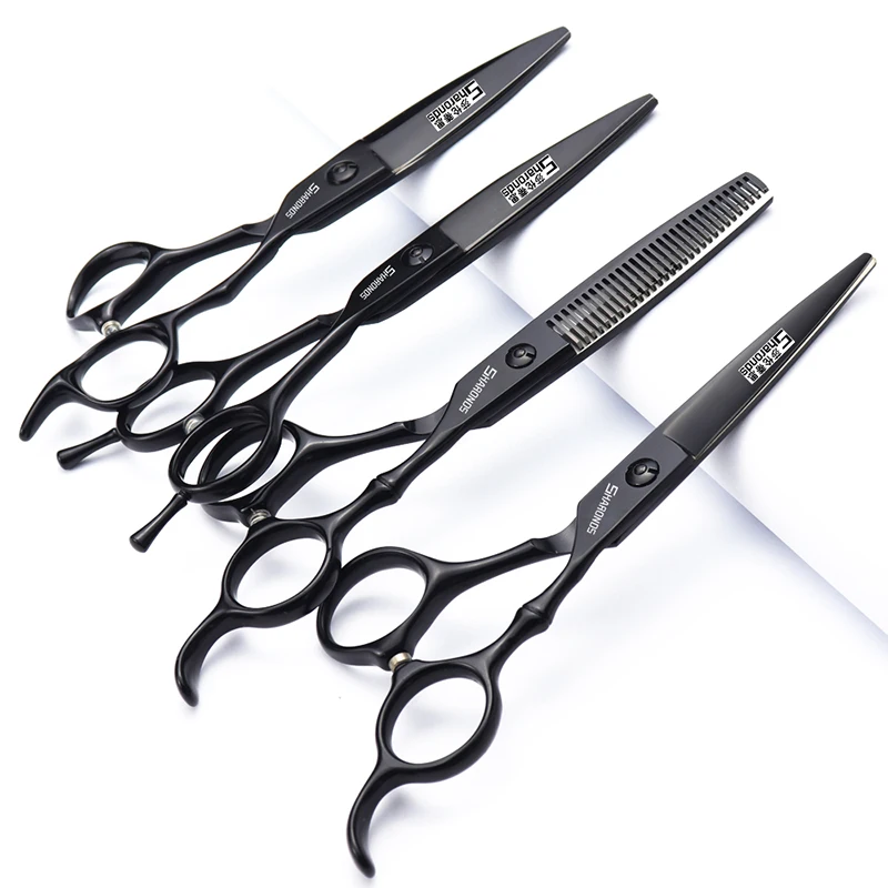 Professional hairstylist with hair scissors, hair clipper set, flat cutting teeth scissors, thin and seamless scissors