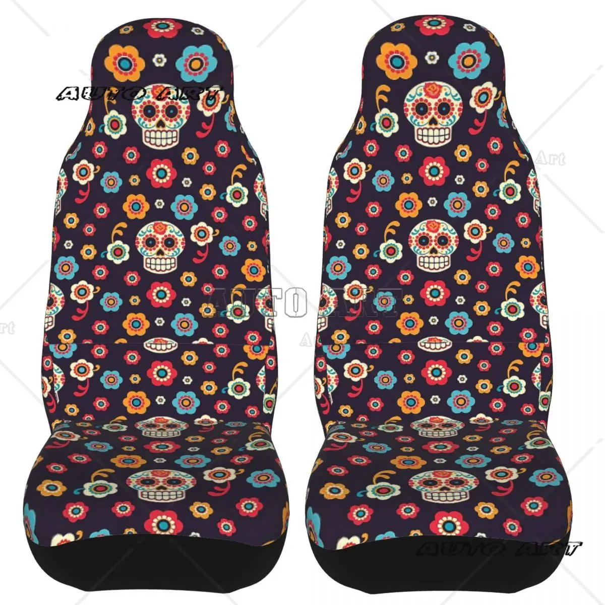 Sugar Skull Universal Car Seat Cover Four Seasons For SUV Colorful Mexican Car Seats Covers Polyester Hunting