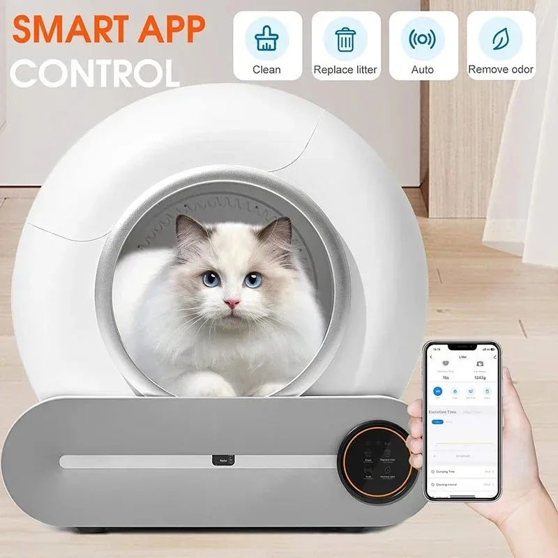 Pet Cat Automatic Smart Litter Pan Mobile App Control Litter Pan Ionic Deodorization Purifying Air Smart Cat Litter Box