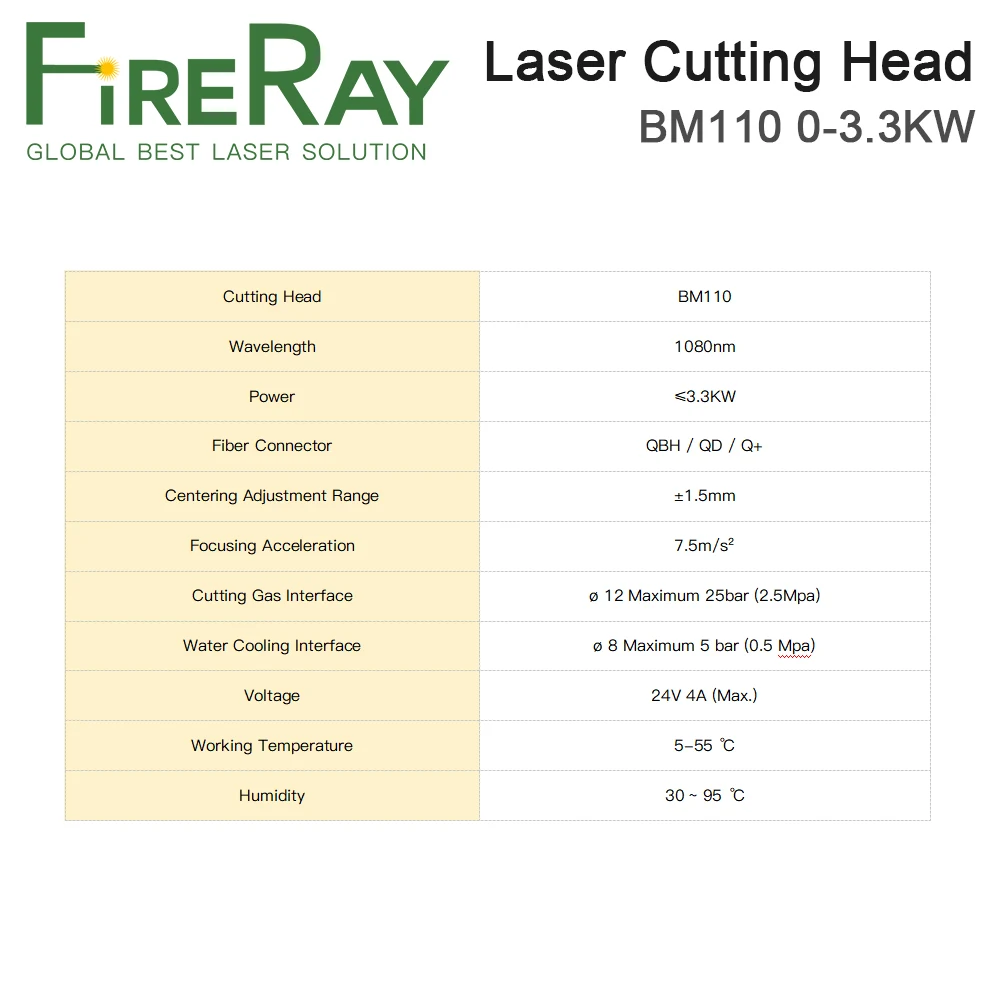 FireRay Raytools BM110 0-3.3KW FL 125/155/200mm Auto Focusing  2D Fiber Laser Cutting Head for Fiber Laser Cutting Machine