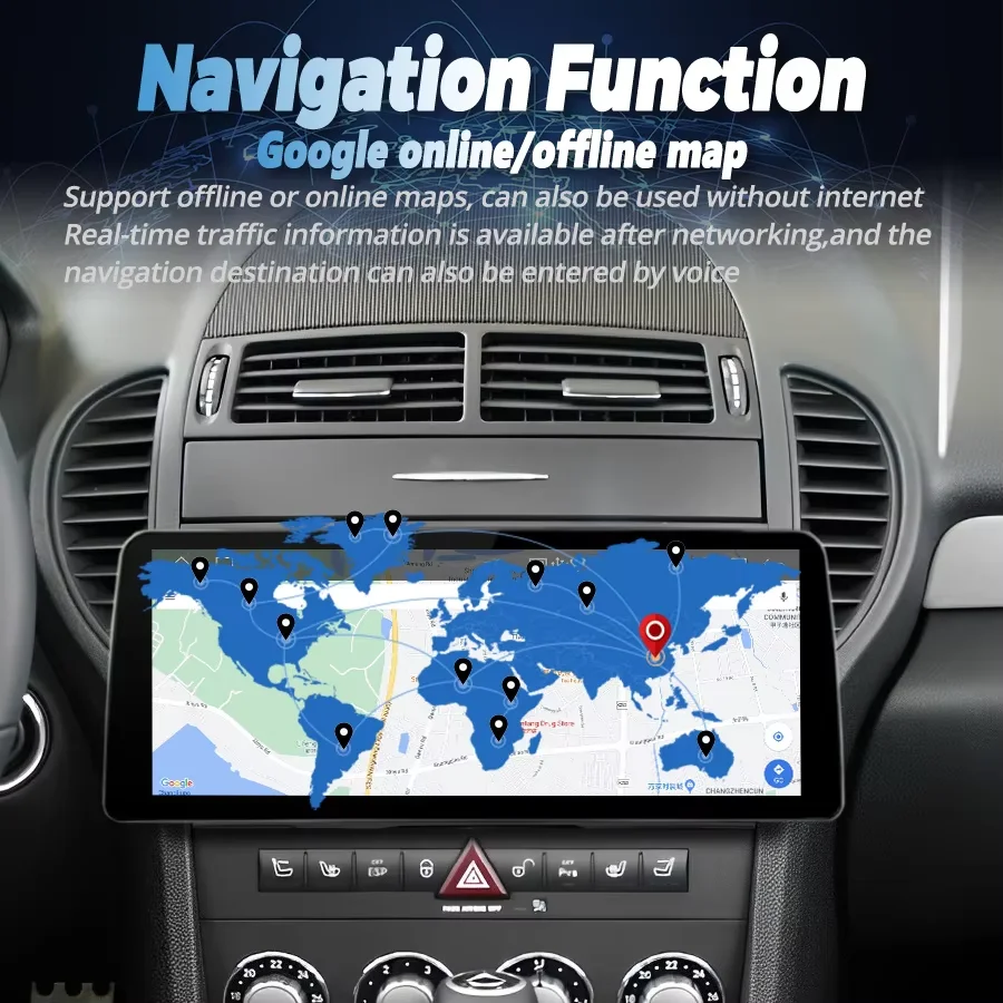 12.3" Radio Android 14 Car Video Player Stereo For Benz SLK class R171, SLK200, SLK280, SLK300 2000-2011 GPS Multimedia Carplay view 4