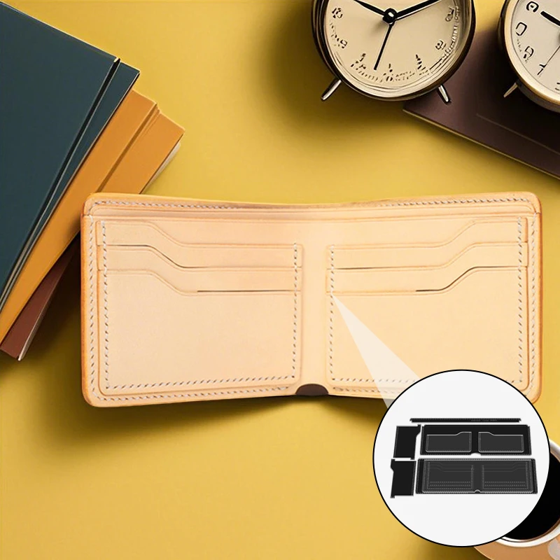 YOMDID 8PCS Short Foldable Wallet Sewing Pattern Acrylic Template DIY Handmade Leather Goods Leather Crafting Template Supplies
