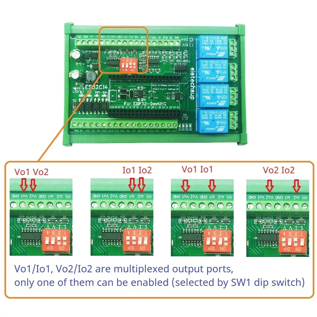 DC 12V 24V ESP32 Scheda di Espansione Digitale Analogico DAC ADC IO Wifi Relè Interruttore ES32C14 Modulo per Arduino PLC Smart Home, Casa Intelligente IOT Fai Da Te