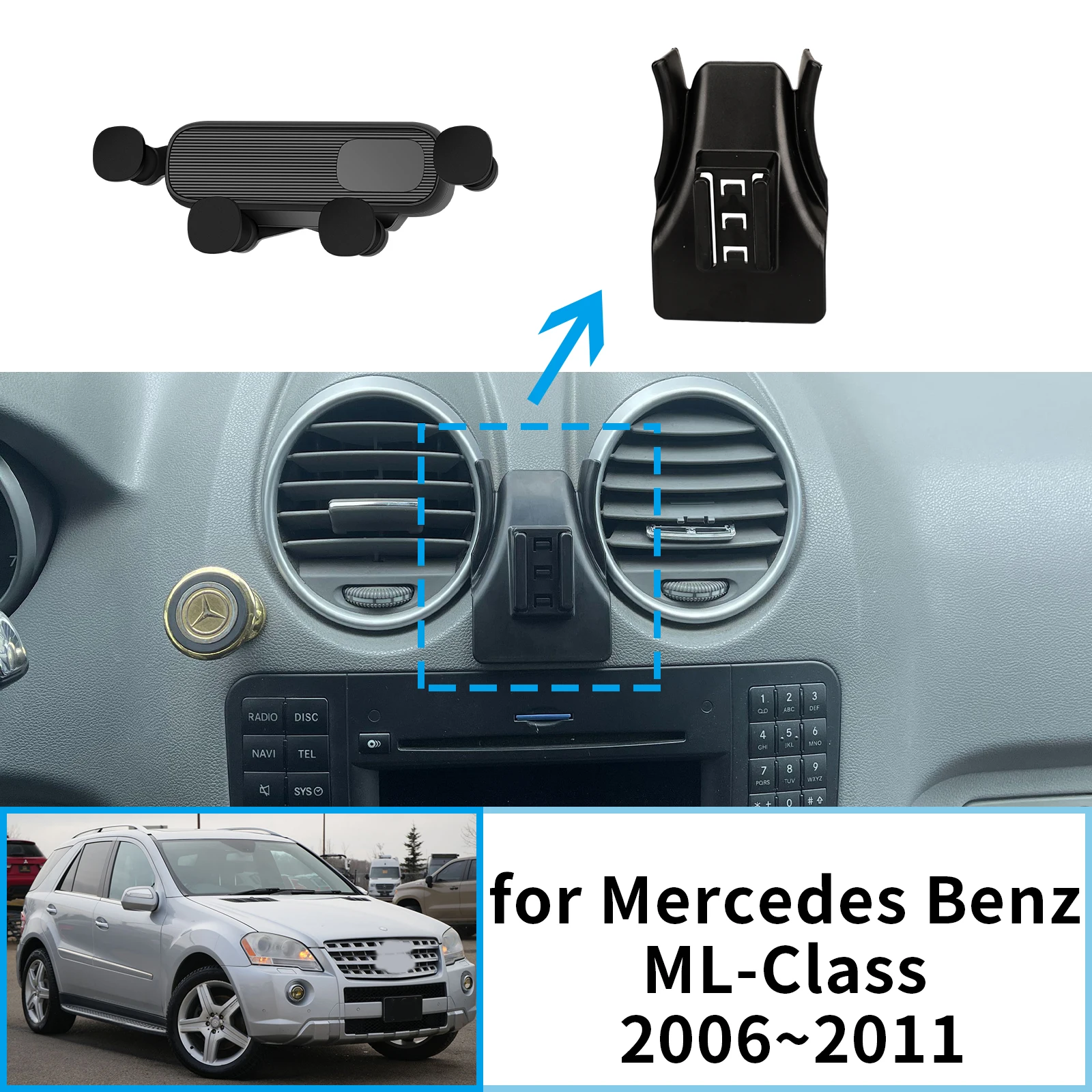 

Car Mobile Phone Holder for Mercedes Benz ML M W164 ML350 2006~2011 AMG 360 GPS Bracket Navigation Stand Auto Accessories