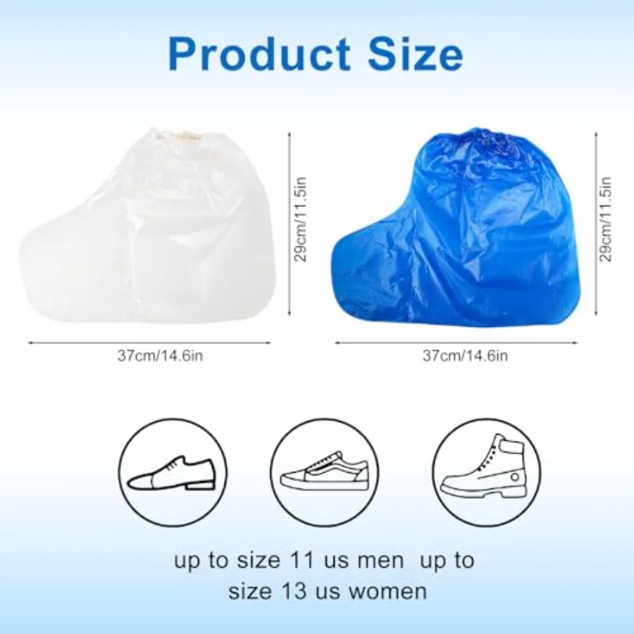 실내 및 실외 사용을 위한 100쌍 일회용 플라스틱 부츠 커버 비오는 날 건설에 이상적인 방수 신발 커버