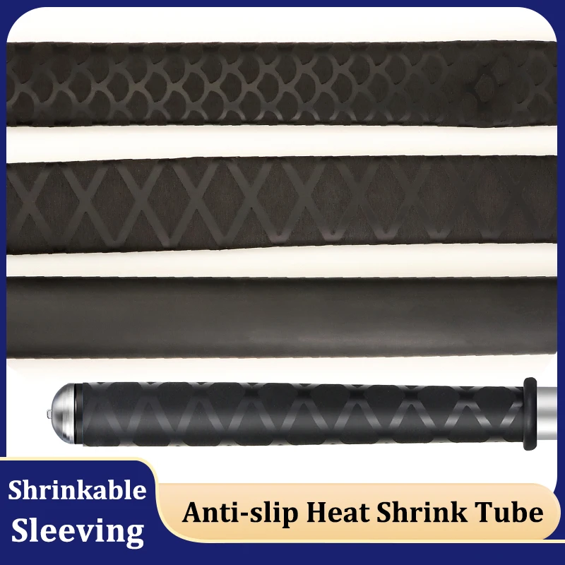 

Black 1m 1.6m Anti-slip Heat Shrink Tube ID 15/18/20/22/25/28/30/35/40/50/60mm DIY Fishing Rod Electric Insulated Protect Sleeve