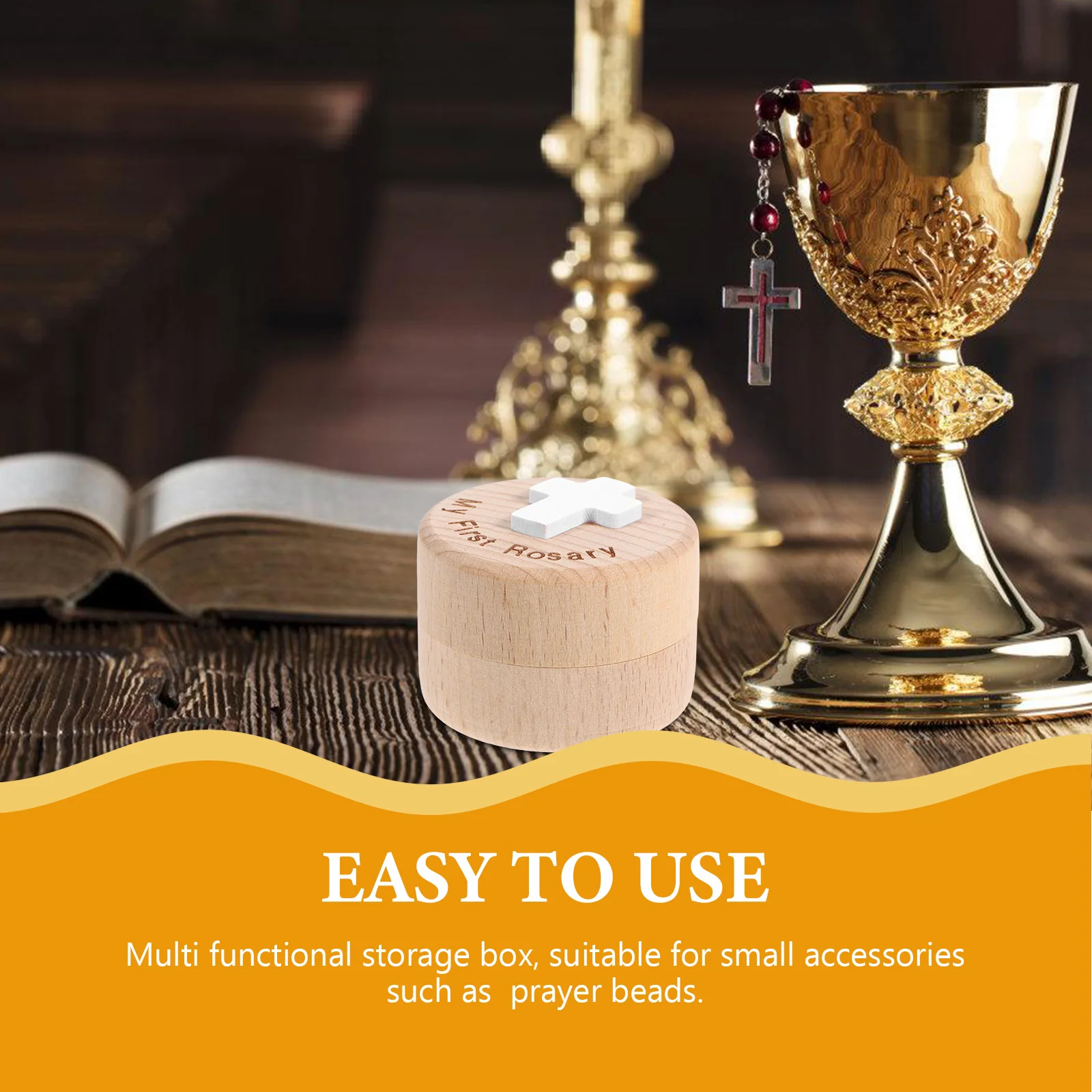 

Rosary Box Jewelry Storage Ring Prayer Beads Case Wood Small Boxes for Women Travel Children's