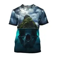 

Underneath the mountain lies a skull 3D printed T-shirt, trendy and fashionable men's T-shirt