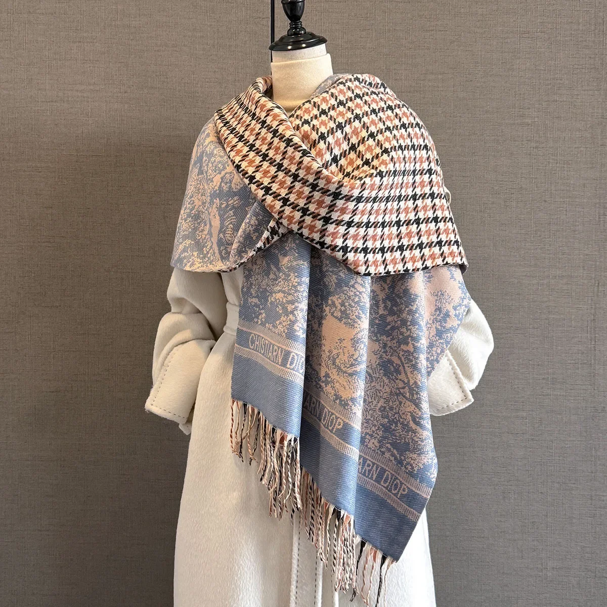 2025 الخريف الشتاء الرجعية تقليد شال كشمير موضة امرأة على الوجهين مطابقة الباشمينا سميكة الدافئة وشاح يندبروف بطانية