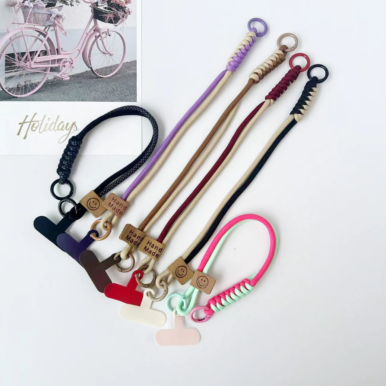 

Reinforced Anti-Drop Phone Strap, Color Collision Woven Lanyard, Secure Short Handle Wristband for All Phones Phone Strap