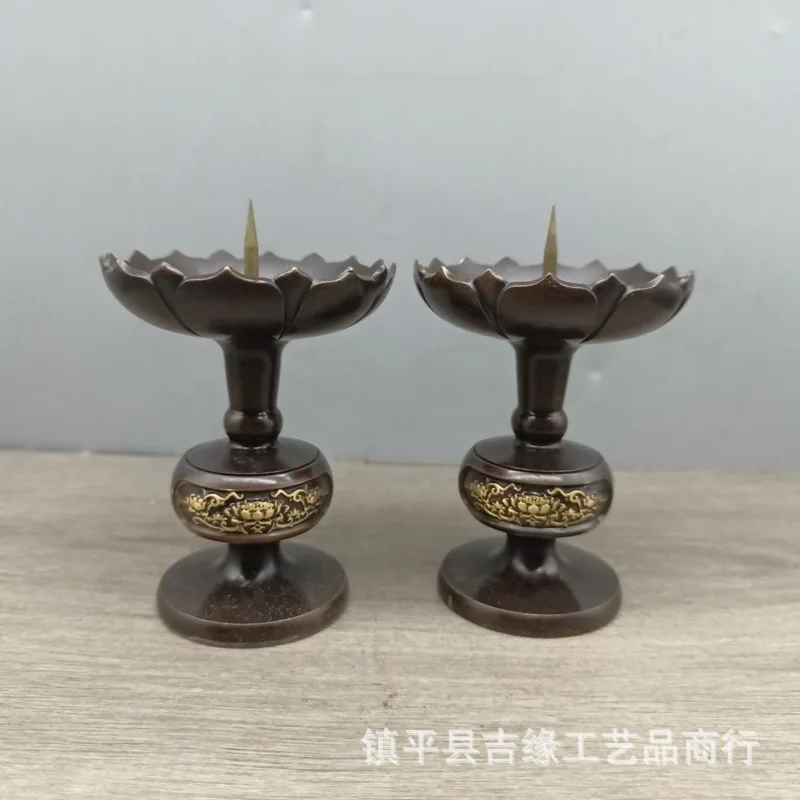 

Copper Dragon and Phoenix Auspicious for Home Altar Shrine Buddha Front Candle Holder Chinese Style High-foot Ince