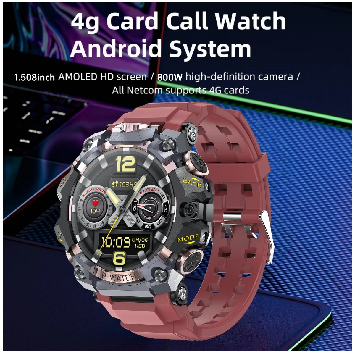 4G Smartwatch Android 10.0 Smart Watch Men With IP68 Waterproof 800W HD Dual Camera Amoled GPS WIFI NFC Video Call Sim Card Slot