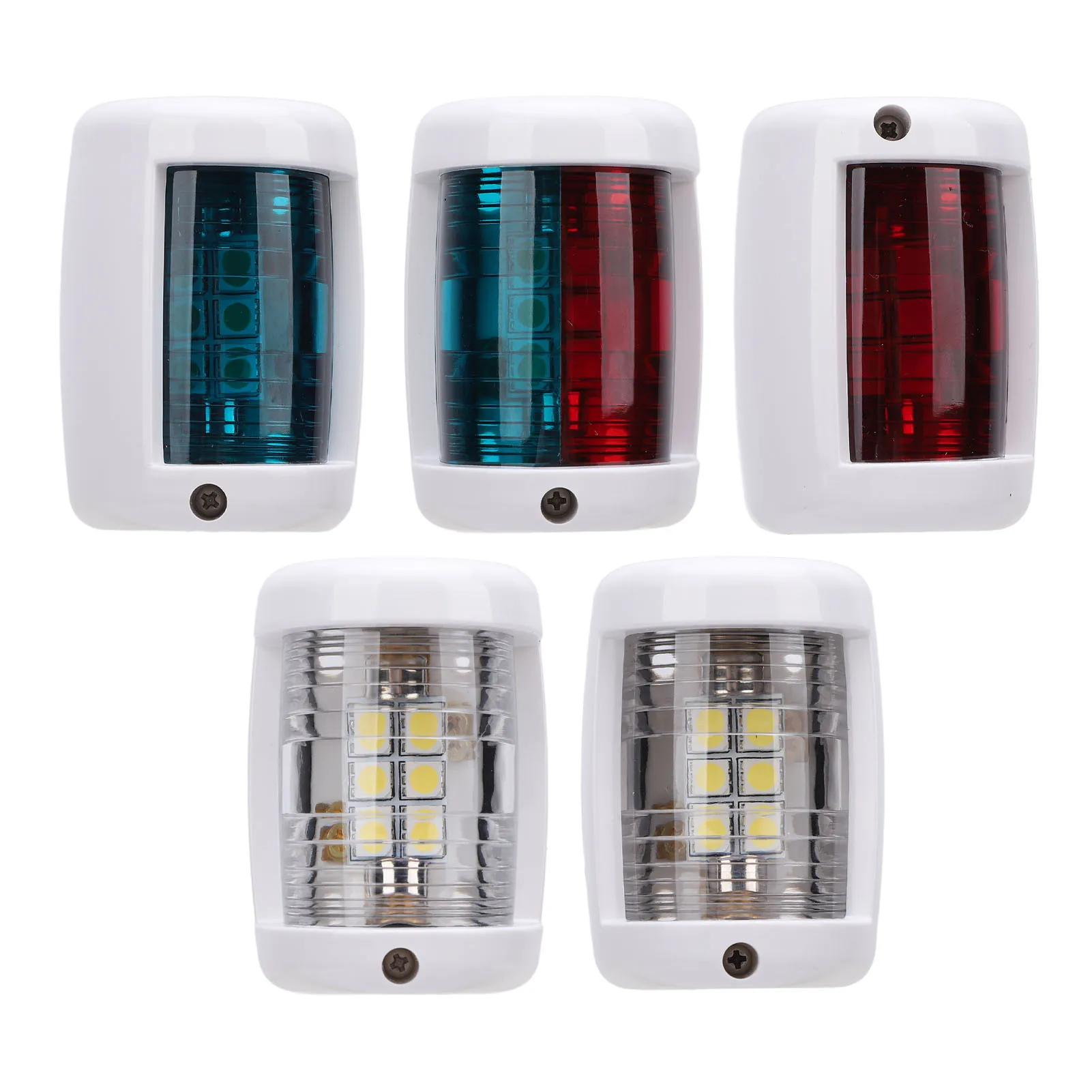 5Pcs LED Navigation Light Kit IP66 Waterproof Green Starboard Red Port Side White Stern Boat Light Set for 12m Vessels DC12V