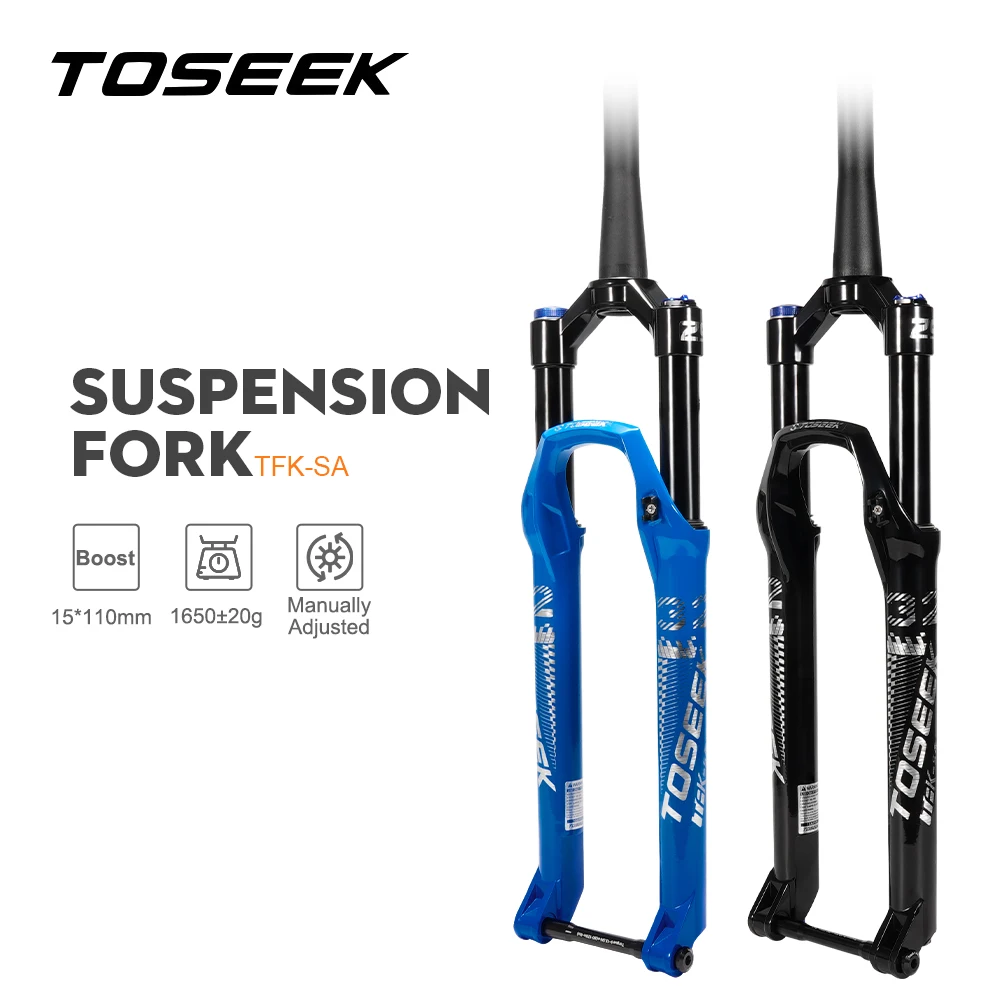 TOSEEK TFK-SA Thru Axle Magnesium Alloy MTB Bicycle Fork 27.5/ 29er Inch Mountain Bike RL120mm Air Suspension Fork