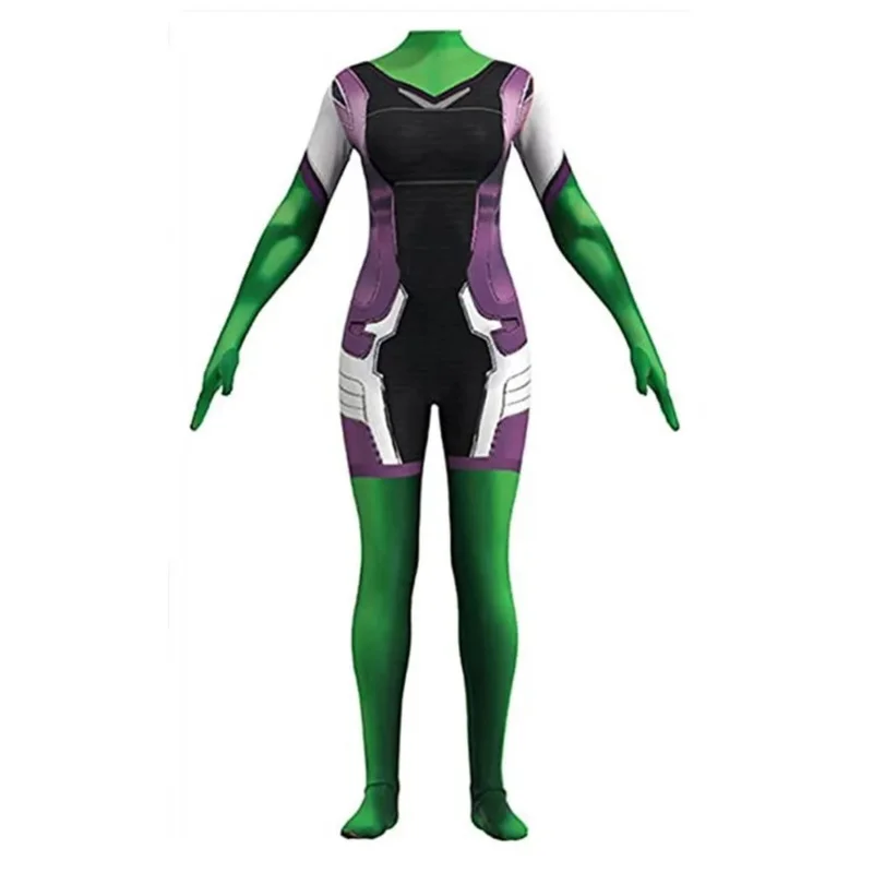 Ela Hulkgirl Cosplay Traje para Adultos e Crianças, Macacão Sexy Feminino, Female Superhero Costume, Zentai Suit, Bodysuit, Party Cos