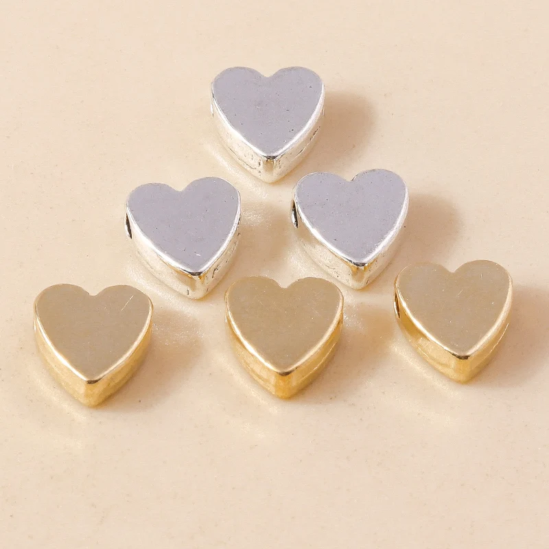 Leslie 50pcs 7*8mm Alloy Gold Silver Plated Tiny Love Hearts Charms for Jewelry Making Women Alloy Pendant Necklace Diy Findings