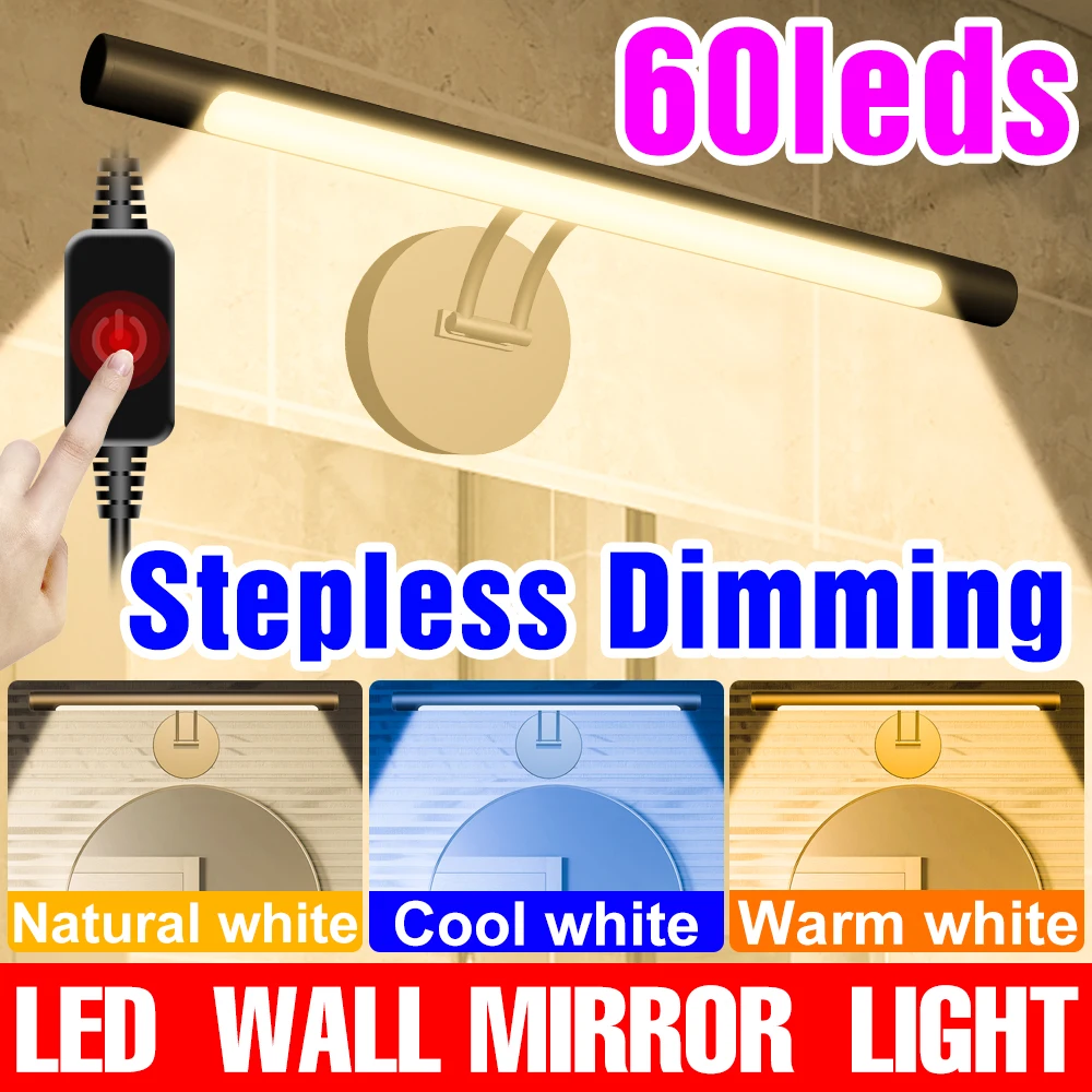 

Mirror Vanity Lights LED Wall Lamp Bathroom Cabinet Light Touch Dimming Makeup Table Mirror Lamp For Home Room Decor 8W 12W 16W