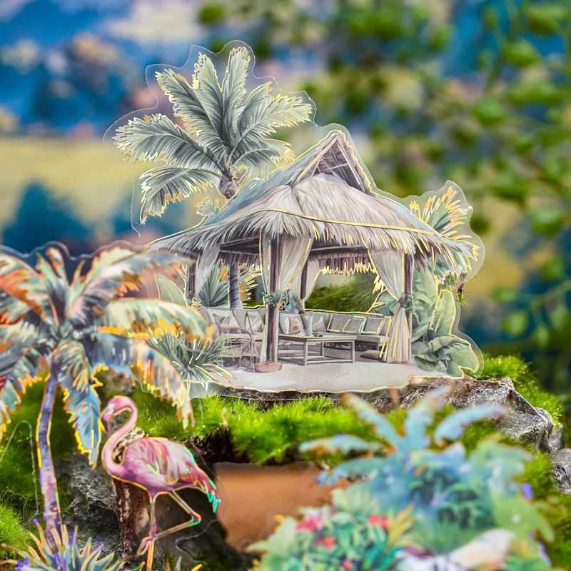 Paquete de 15 hojas/bolsa de pegatinas de la serie Summer Journey, pegatinas bonitas para chica, diario basura, cuaderno, suministros para álbum de recortes DIY