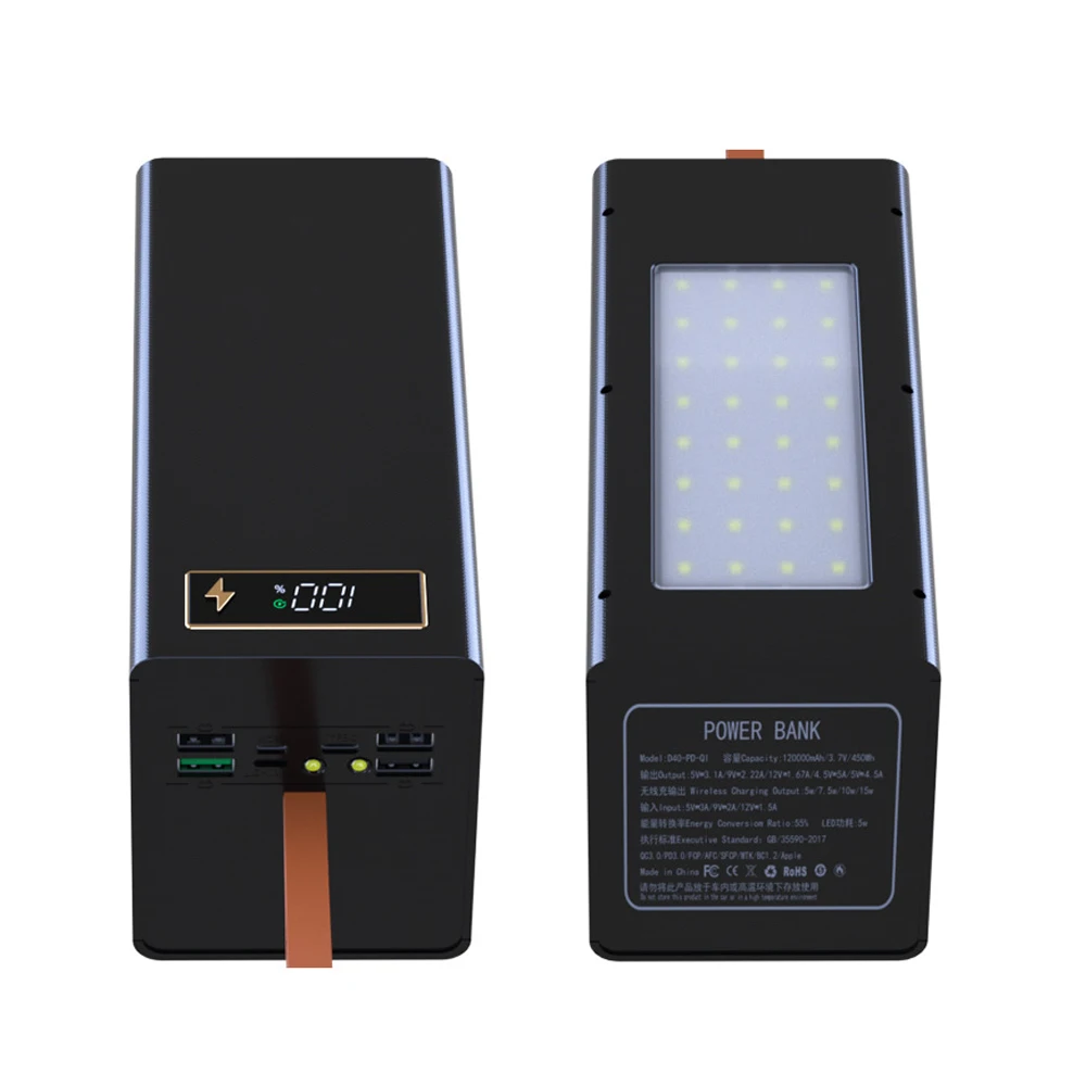 40 Cells 18650 DIY Power Bank Case Kit Detachable No Soldering Wireless Charge Camping Light Mobile Power Shell Without Battery