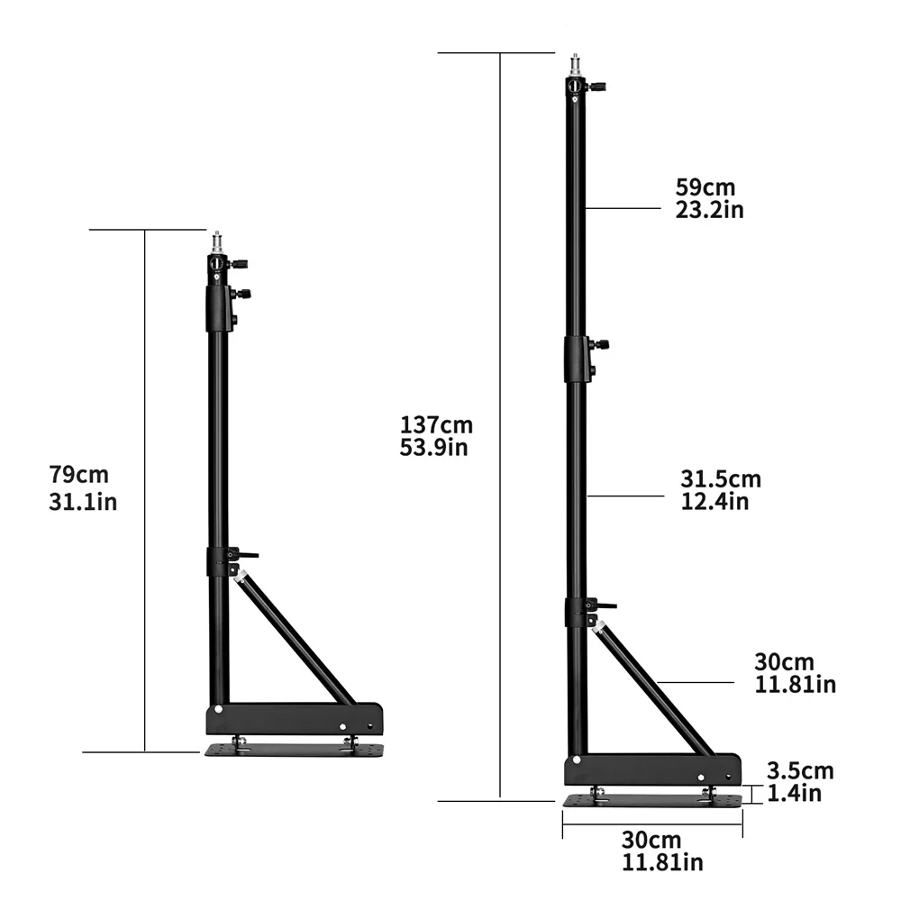 Photography Wall Mount Boom Arm for Studio Video Strobe Lights Max Length 53.9 inches /137 cm Horizontal and Vertical Rotatable