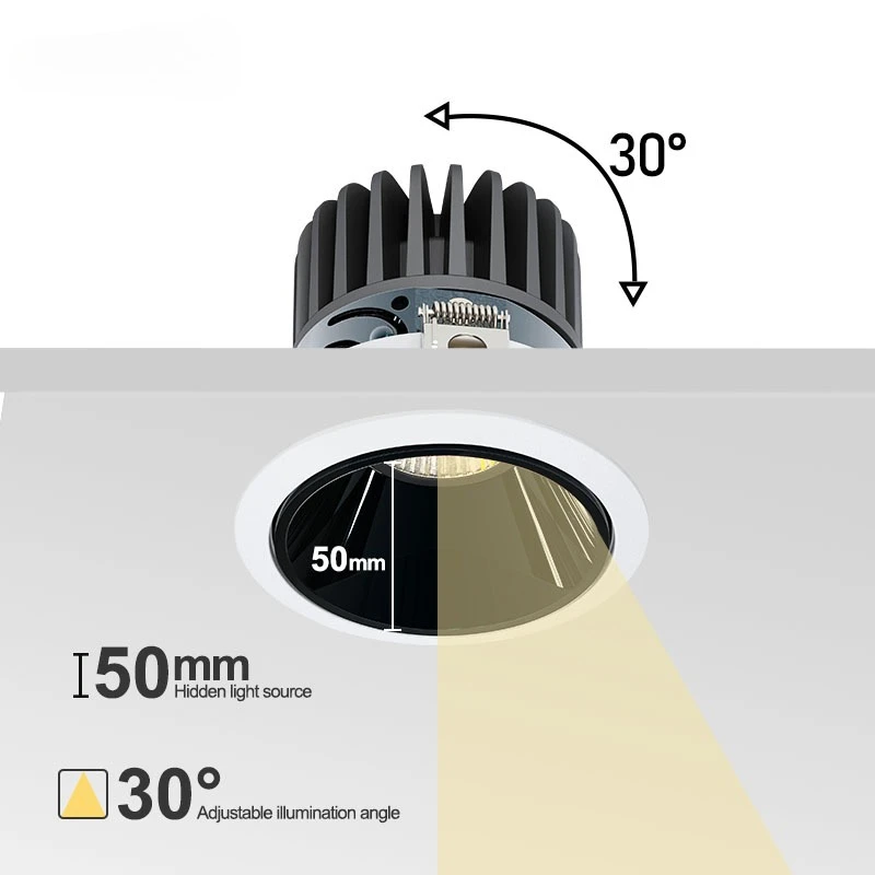 New to Modern Design 5w Light Emitting Diode Downlight Cob IP44 Interior Chandelier Ceiling Decoration SAA Warm White/CCT