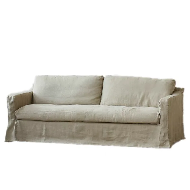 

Down removable cotton and linen sofa wabi sabi wind B & B American retro fabric sofa
